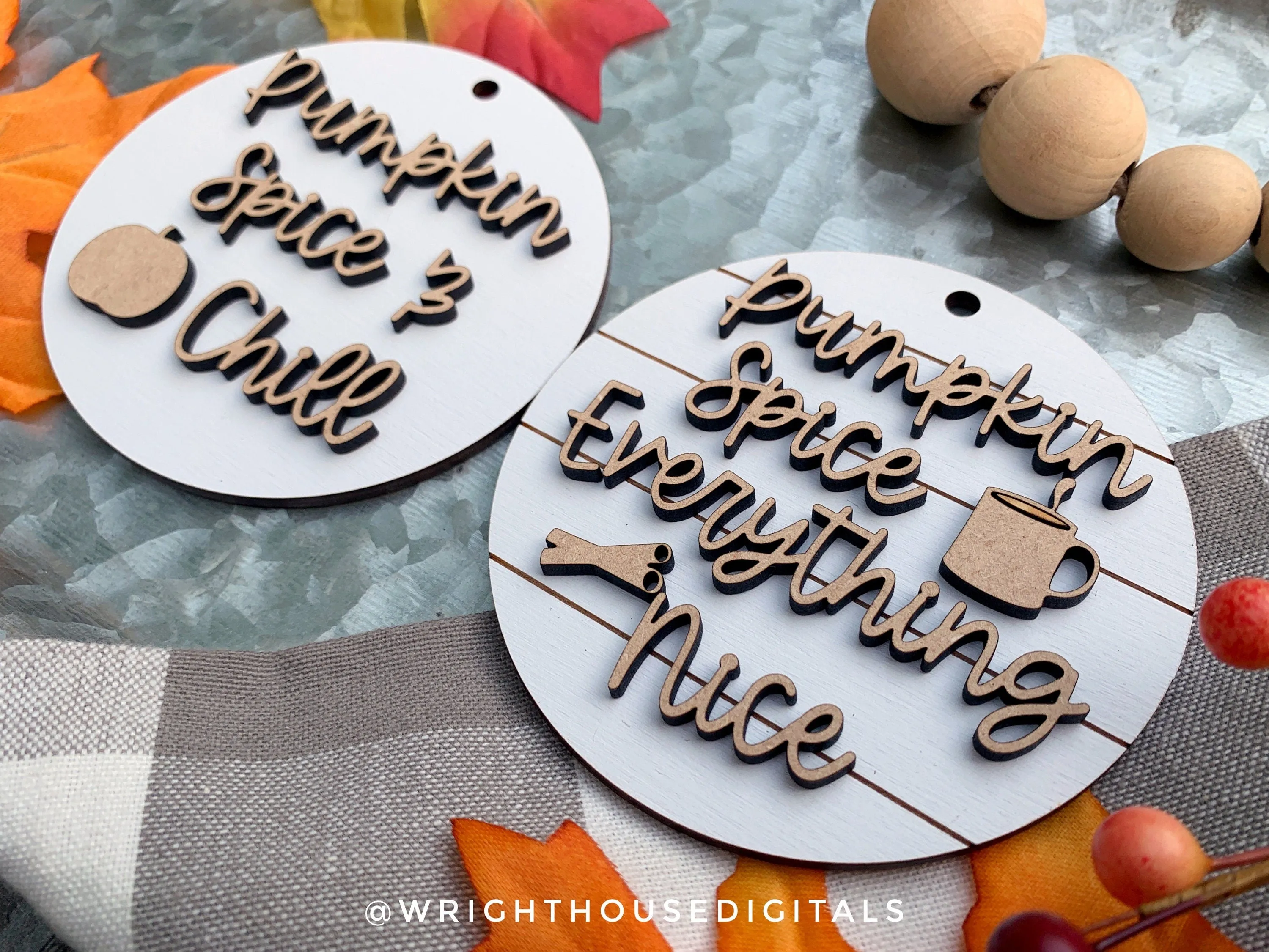 Pumpkin Spice Everything Nice Fall Traditions Mini Ornament Set - Digital Files for Cutting Machines and Glowforge Lasers - Digital SVG File