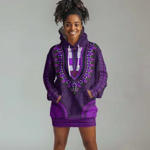 Purple Dashiki and Tapa Pattern Hoodie Dress Africa-Polynesia Together Culture LT9