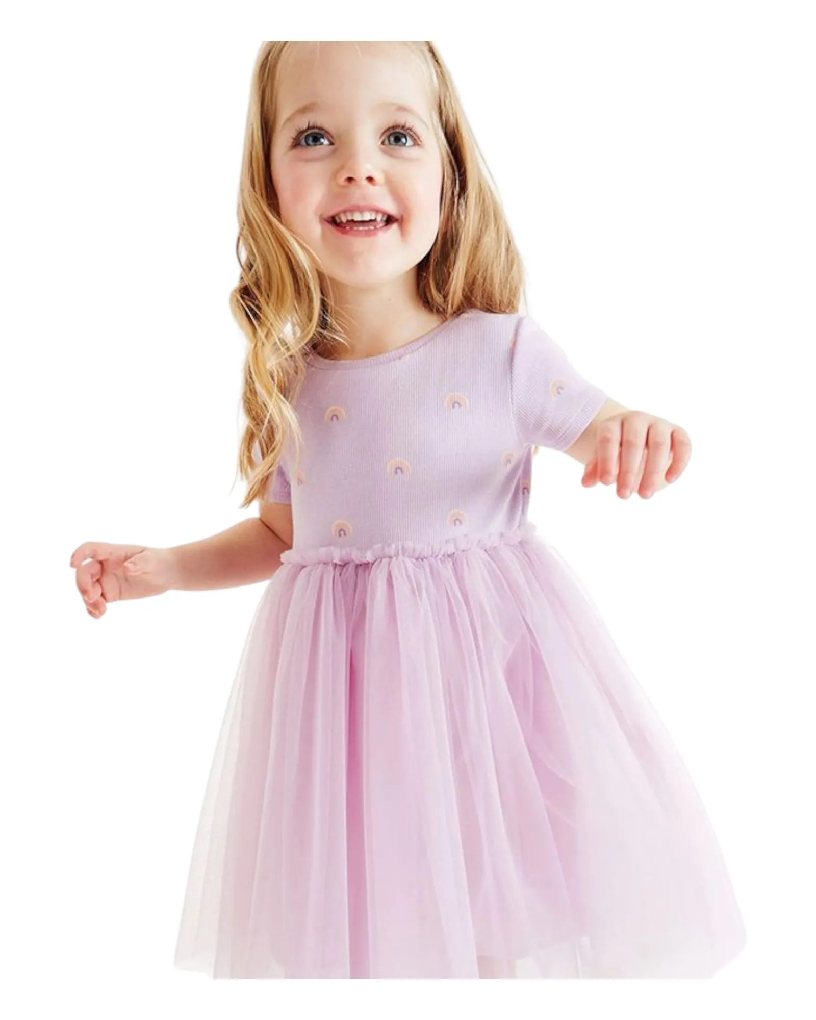 Purple T-Shirt Dress with Tulle Skirt