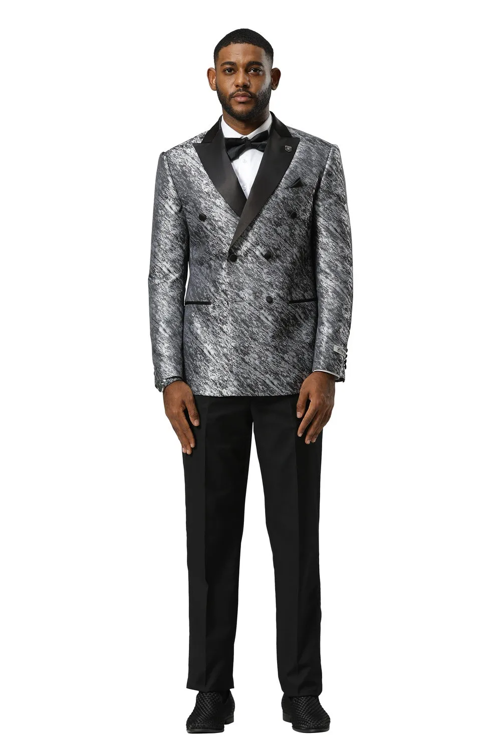 "Lennox" Silver Tuxedo Jacket (Separates)