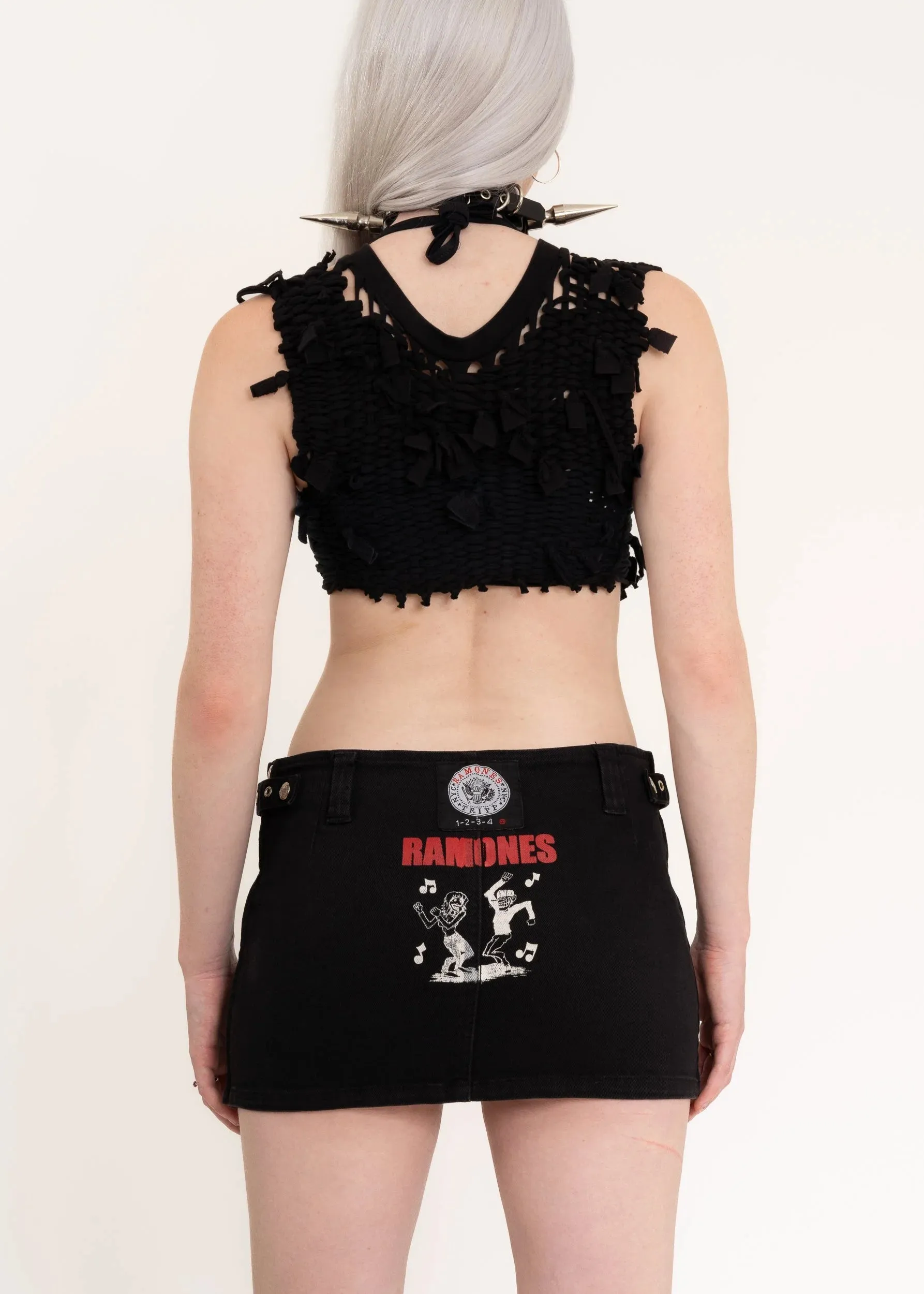 Ramones collaboration denim mini skirt