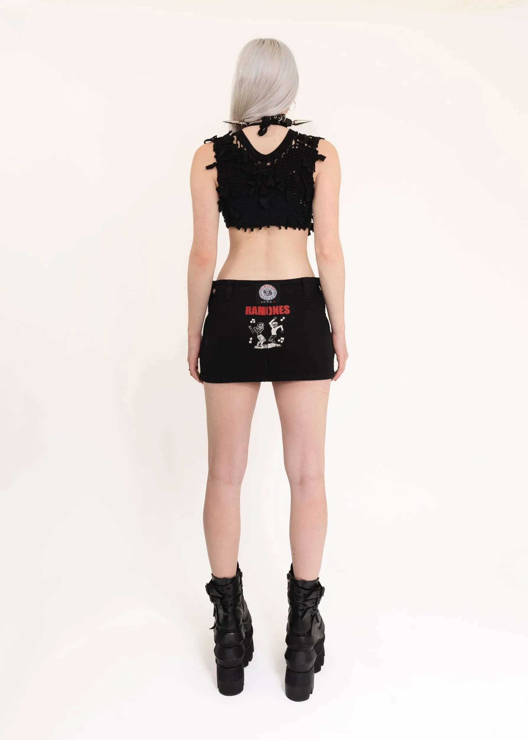 Ramones collaboration denim mini skirt