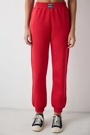 Red High Waist Harry Potter Printed Raised Sweatpants