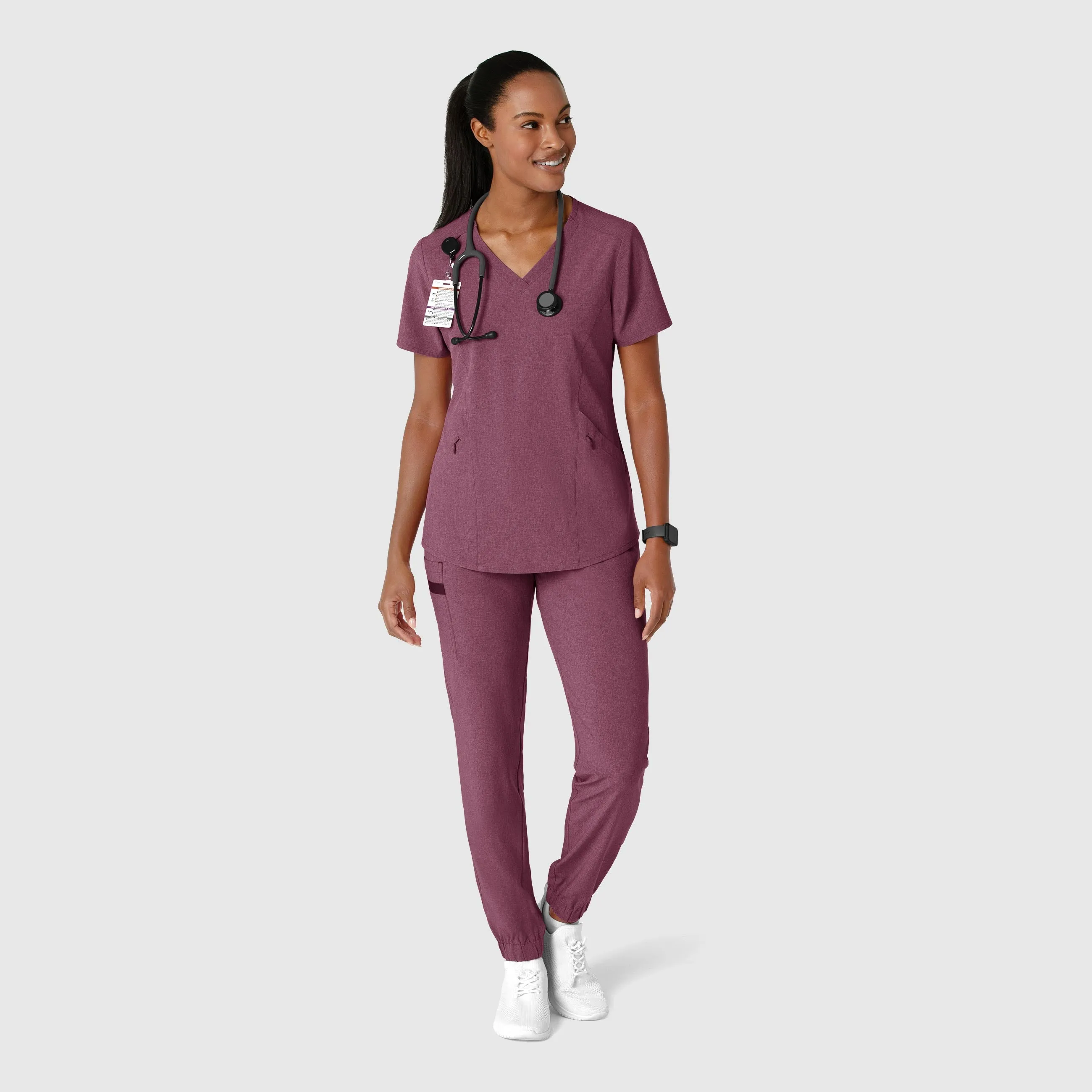 RENEW 5234 Jogger Scrub Pants Wine Heather