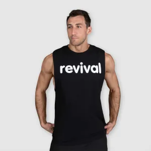 REVIVAL - MEN'S ESSENTIAL MUSCLE TANK 2.0 - BLACK/WHITE