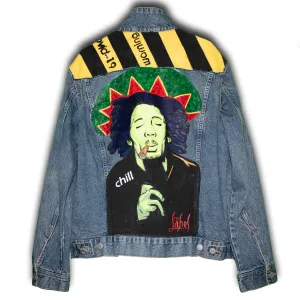 Rolling Stoned - Hand-Painted Denim Jacket