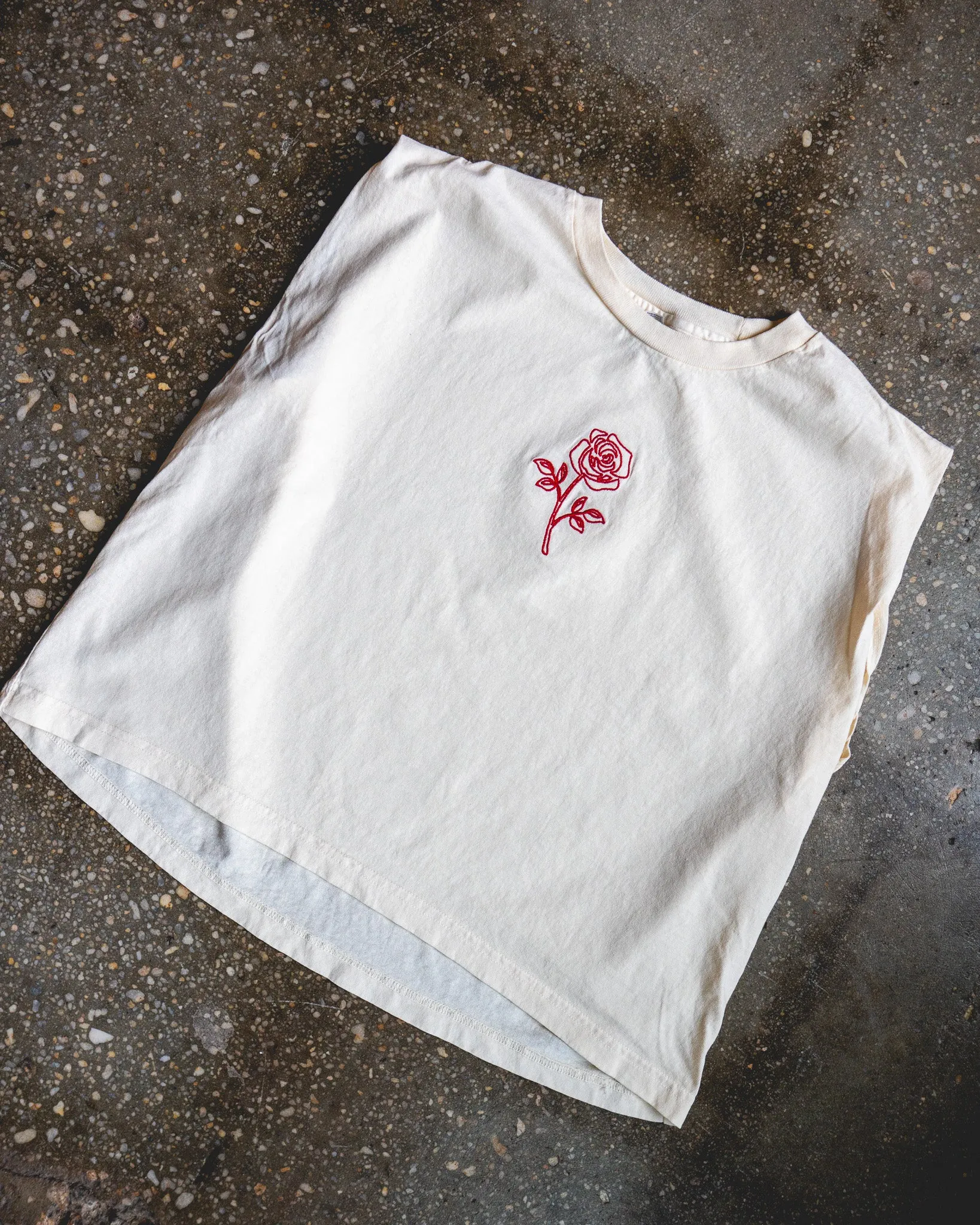 Rose Embroidered Muscle Tank