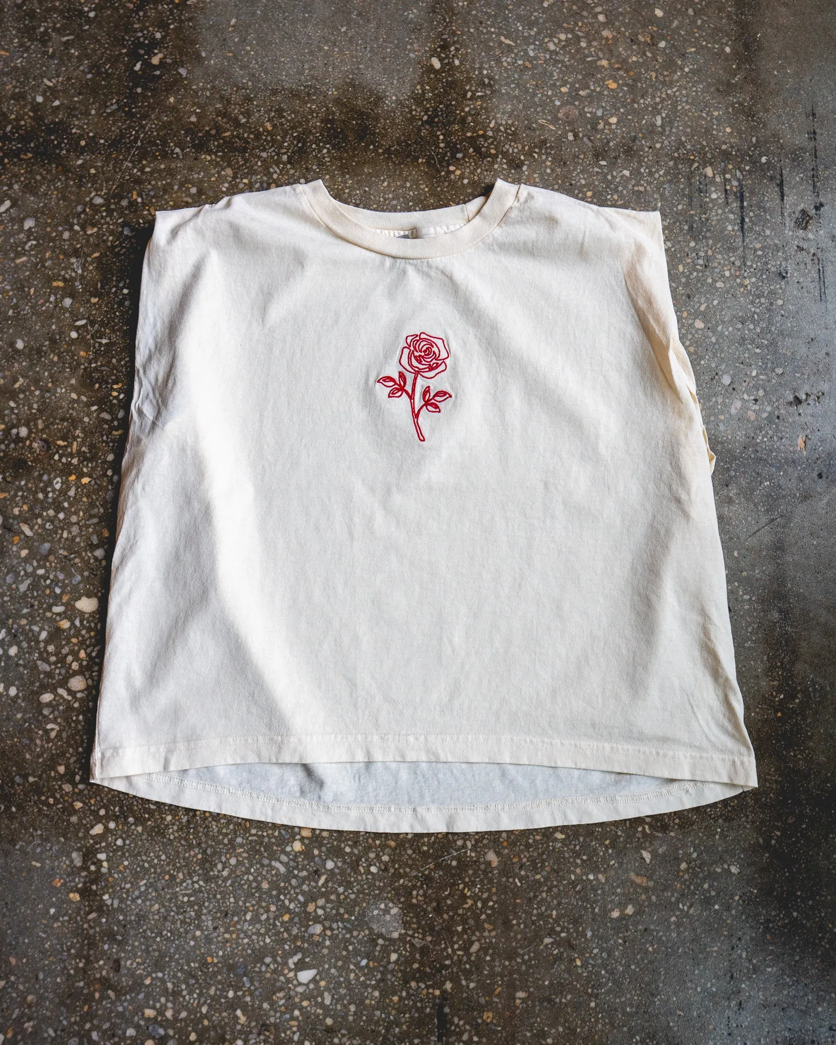Rose Embroidered Muscle Tank