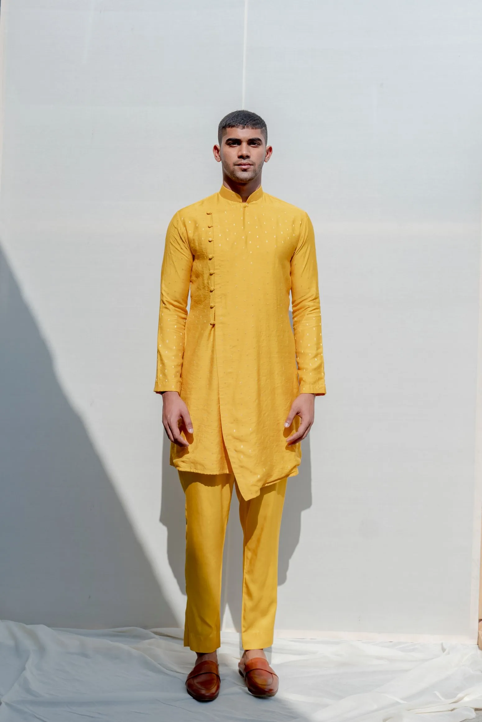 Rover - Mustard Asymmetric Kurta & Pant Set