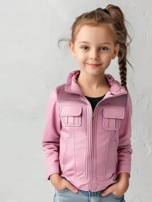Ruffle Grace Leather Jacket for Girls