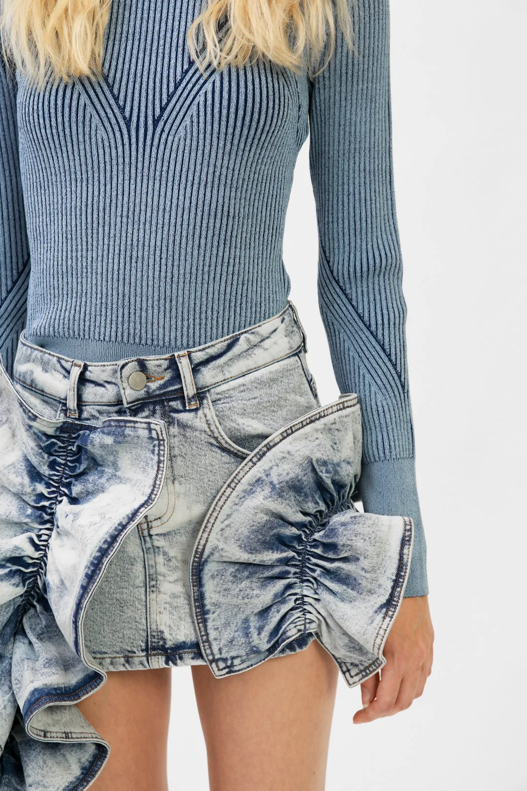 RUFFLE JEAN SKIRT