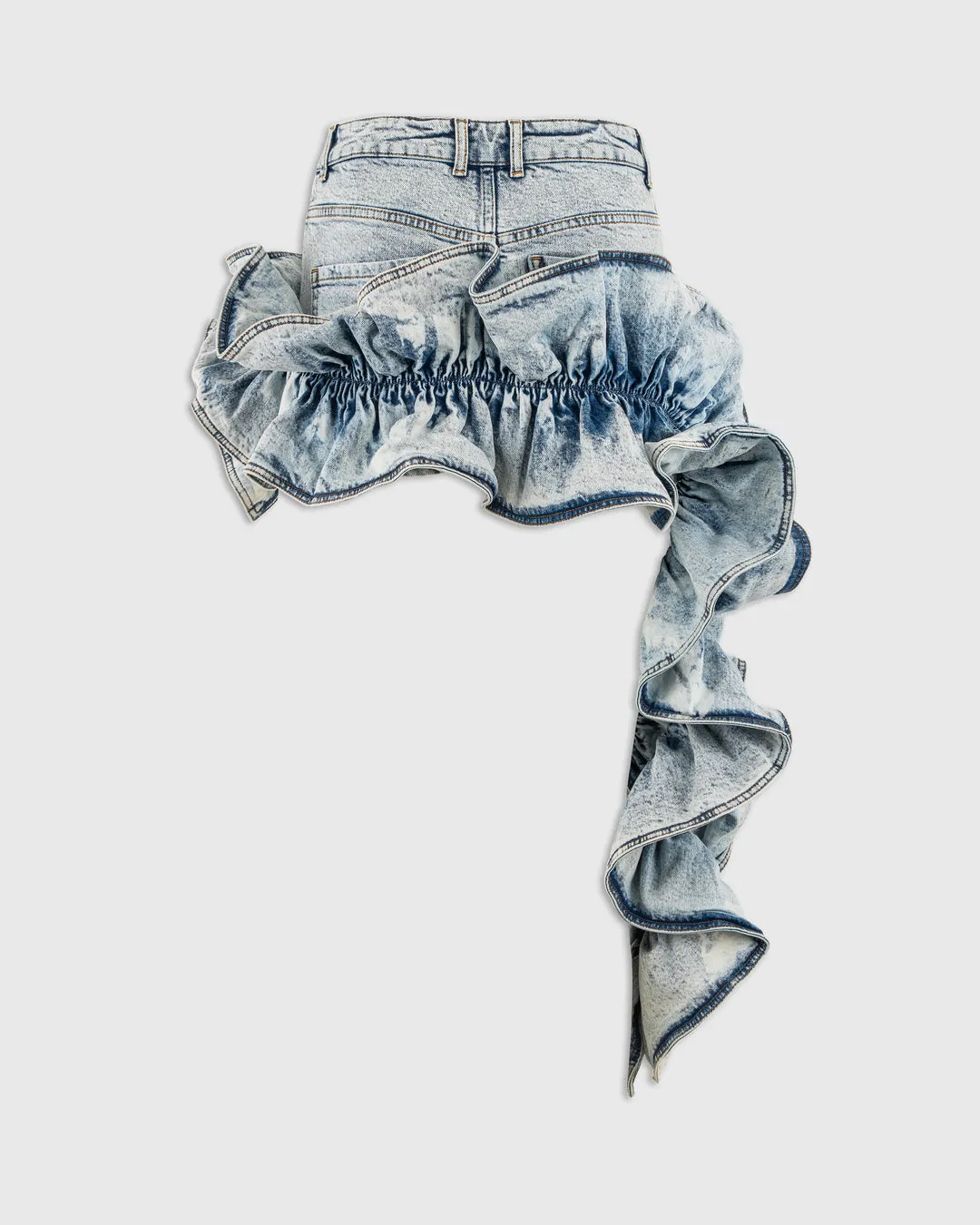 RUFFLE JEAN SKIRT