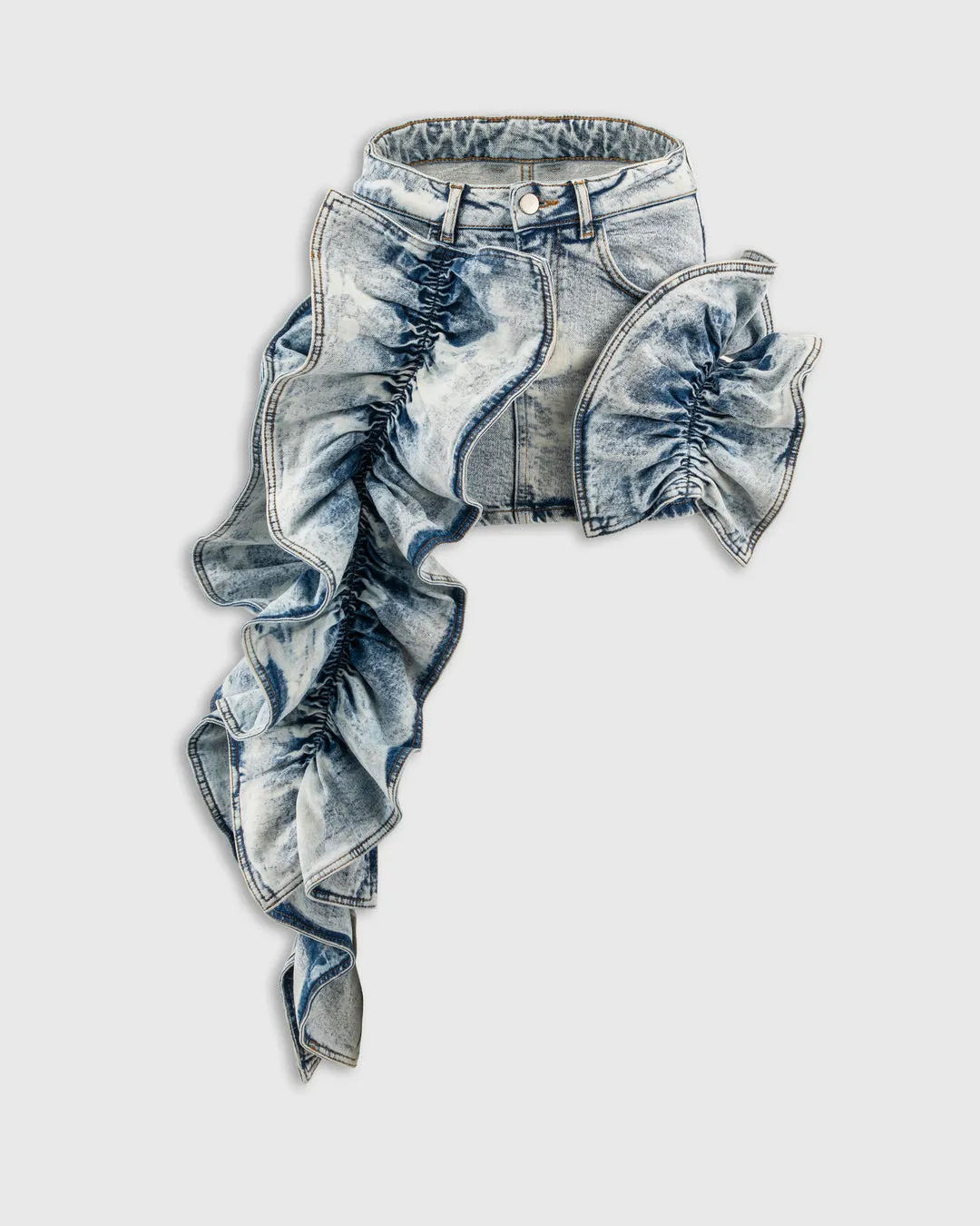 RUFFLE JEAN SKIRT