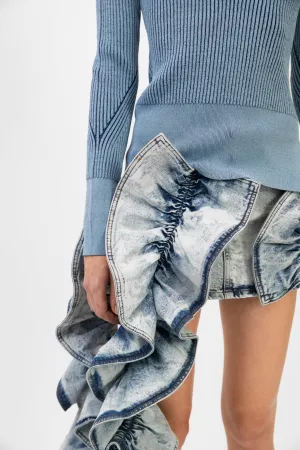 RUFFLE JEAN SKIRT