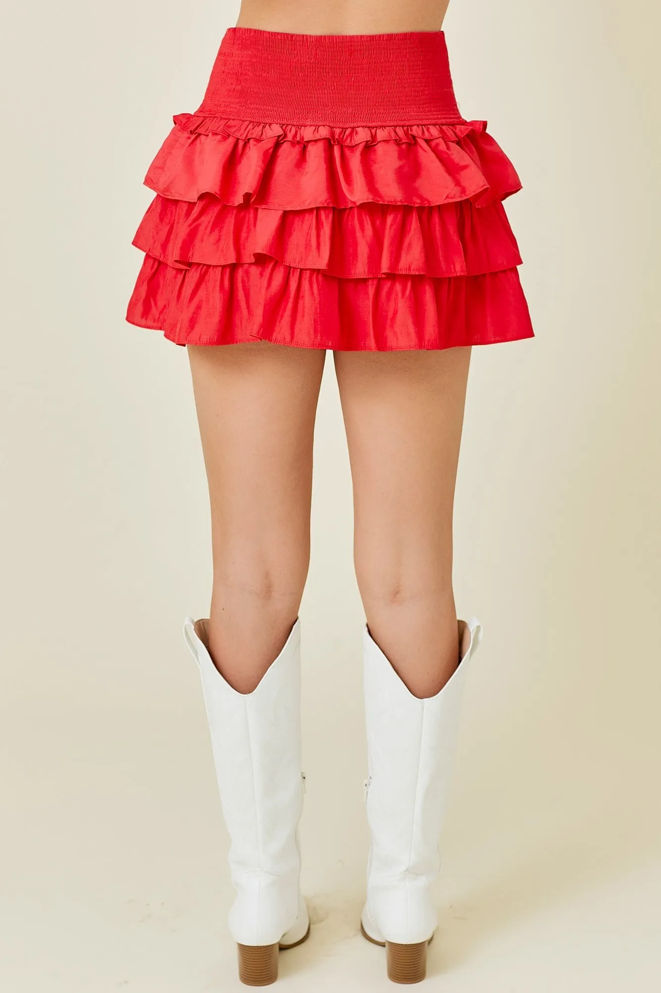 Ruffle Mini Skort Smocked Waist