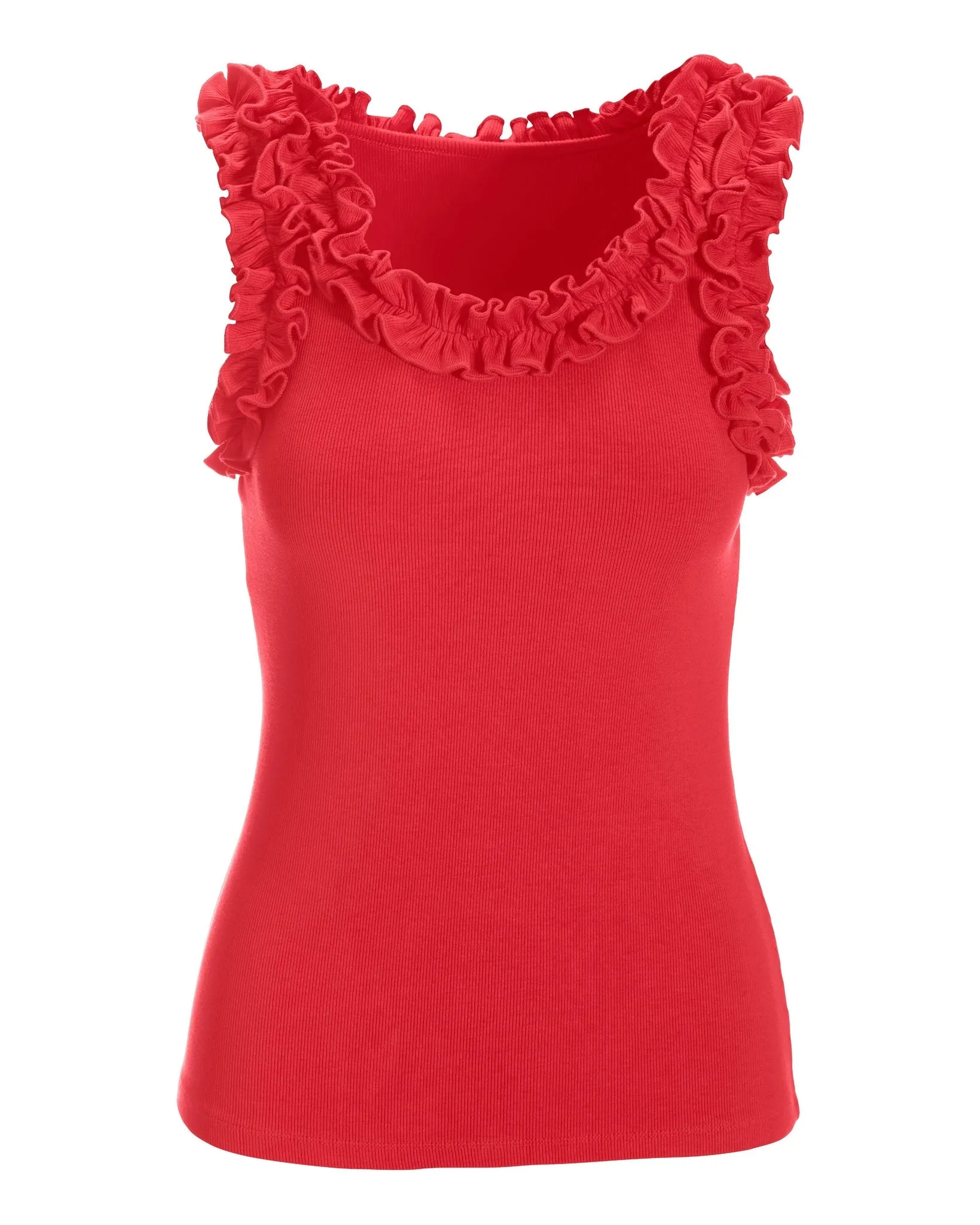 Ruffle Rib Tank Top Geranium