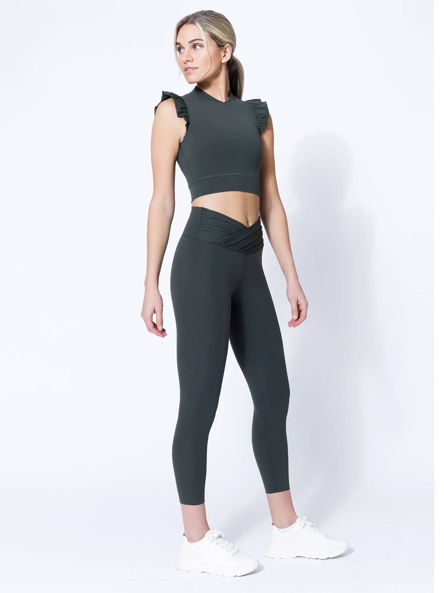 RUFFLED PURE TANK, DEEP FOREST