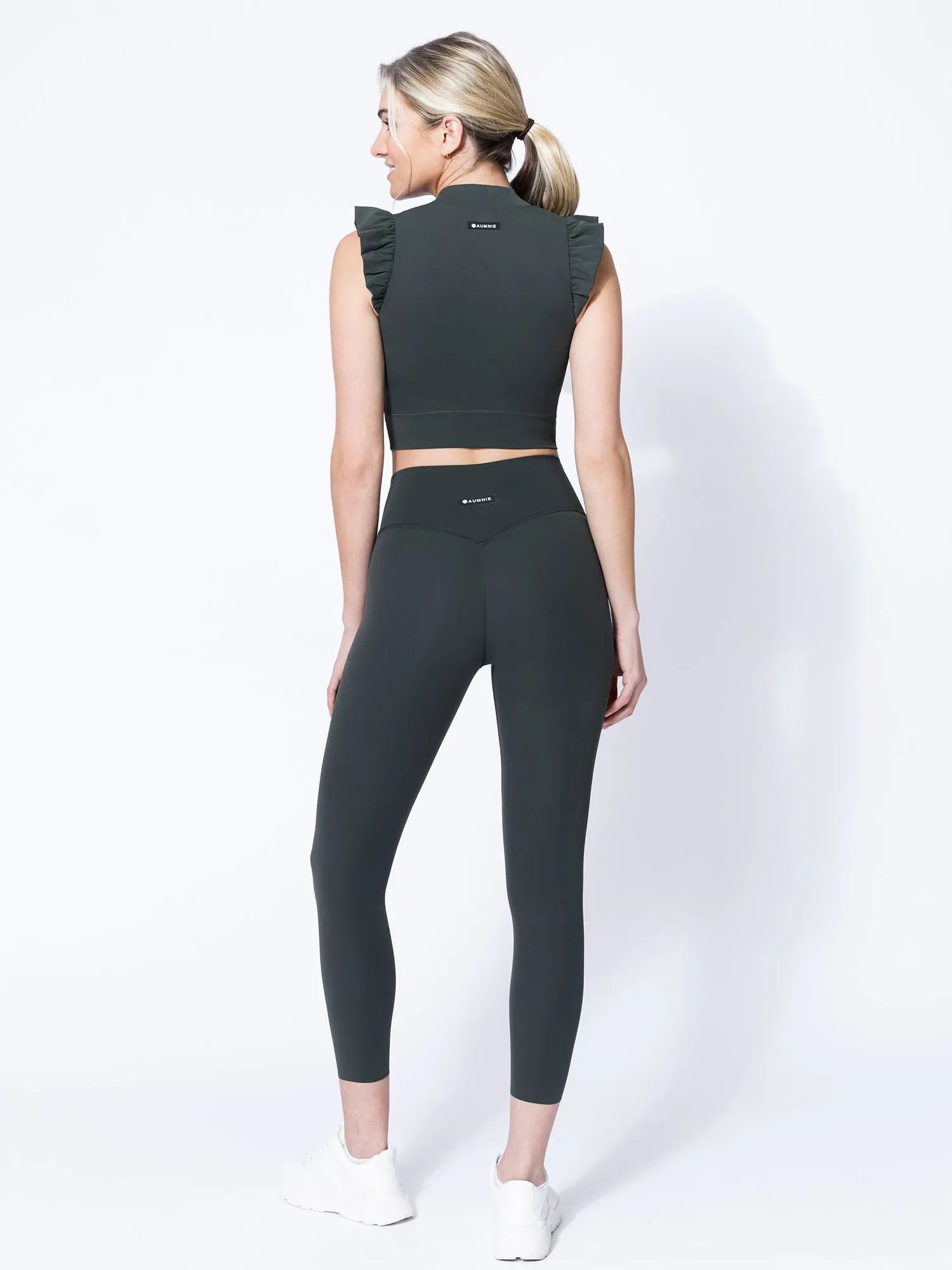 RUFFLED PURE TANK, DEEP FOREST