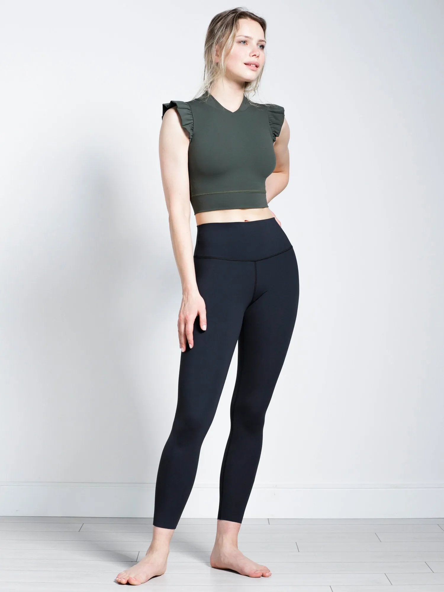 RUFFLED PURE TANK, DEEP FOREST
