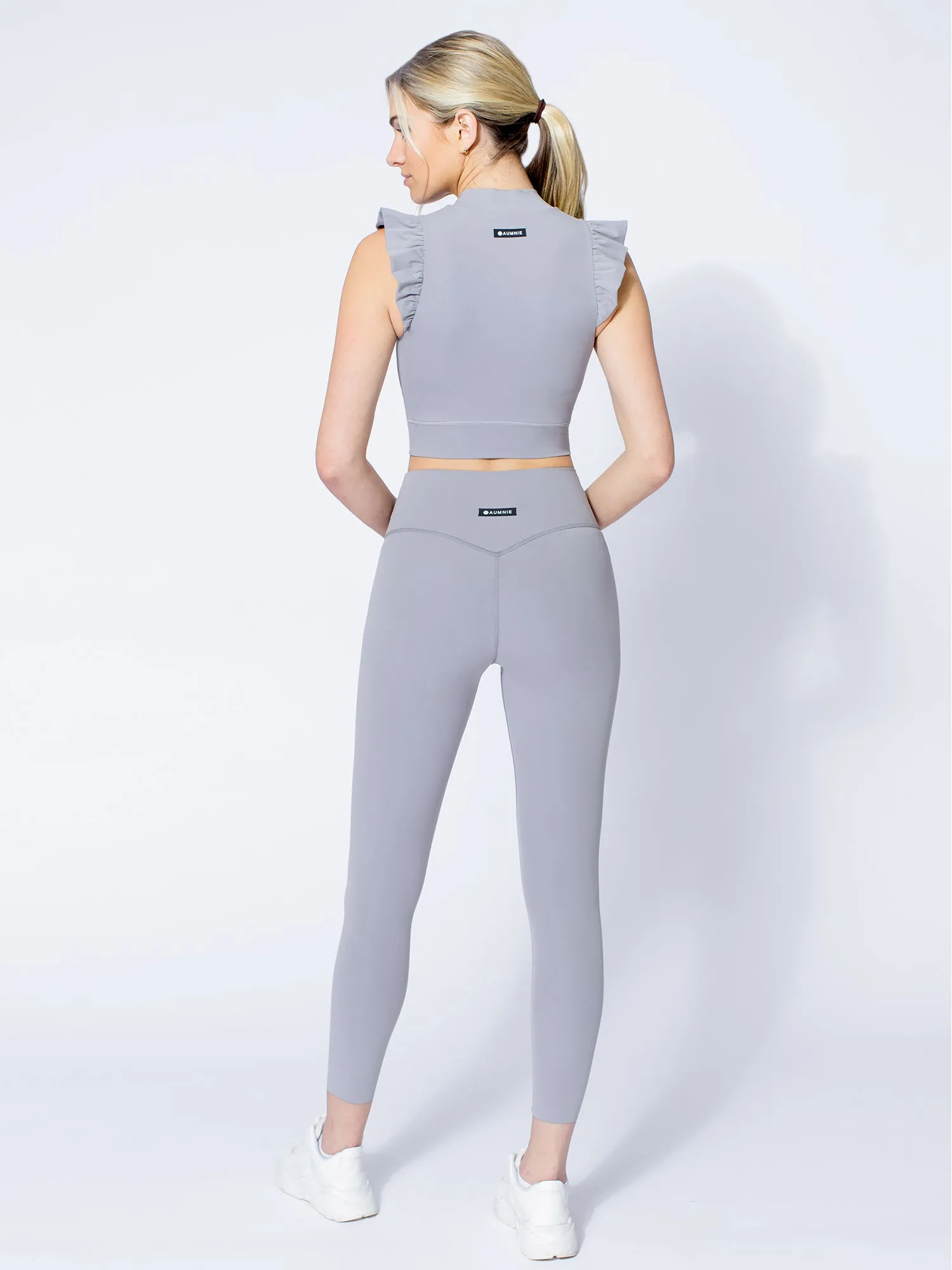 RUFFLED PURE TANK, LUNAR GREY