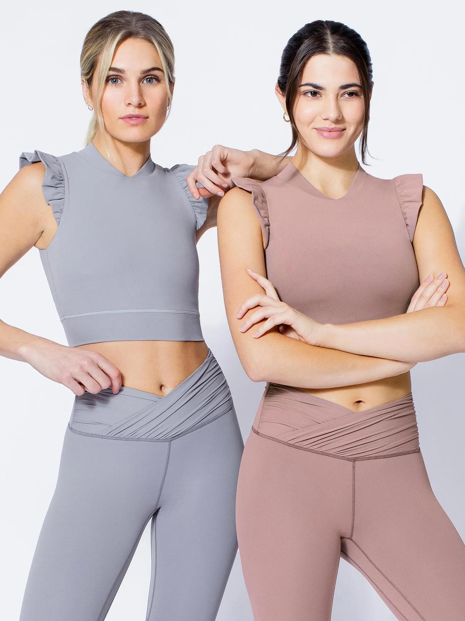 RUFFLED PURE TANK, LUNAR GREY
