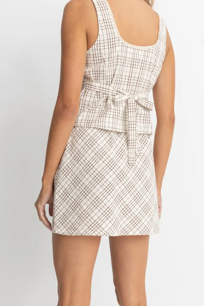 RUMI CHECK BIAS CUT MINI SKIRT