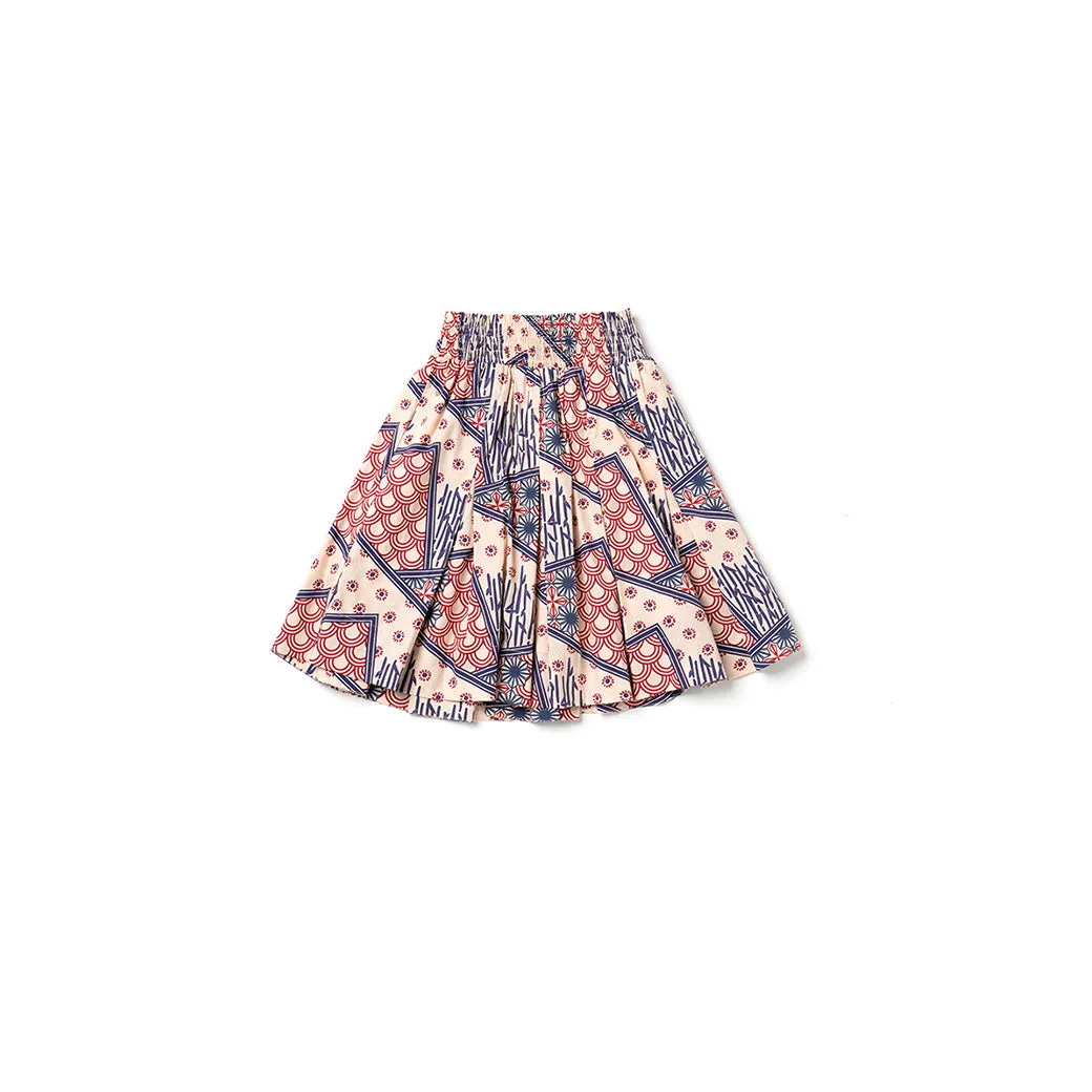 SAMPLE - Smocked MINI Skirt - Indigo Circles