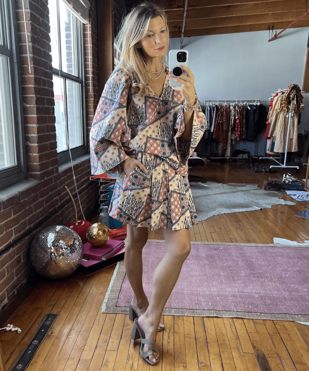 SAMPLE - Smocked MINI Skirt - Indigo Circles