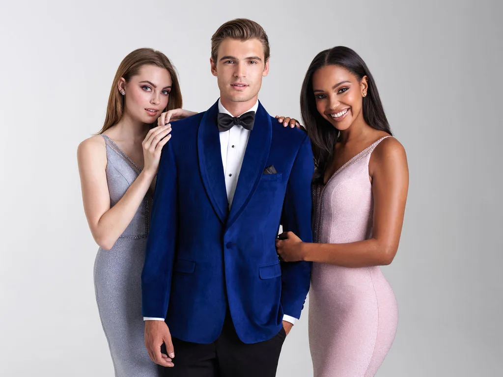 Sapphire Blue Slim Fit Tuxedos in Venice Velvet