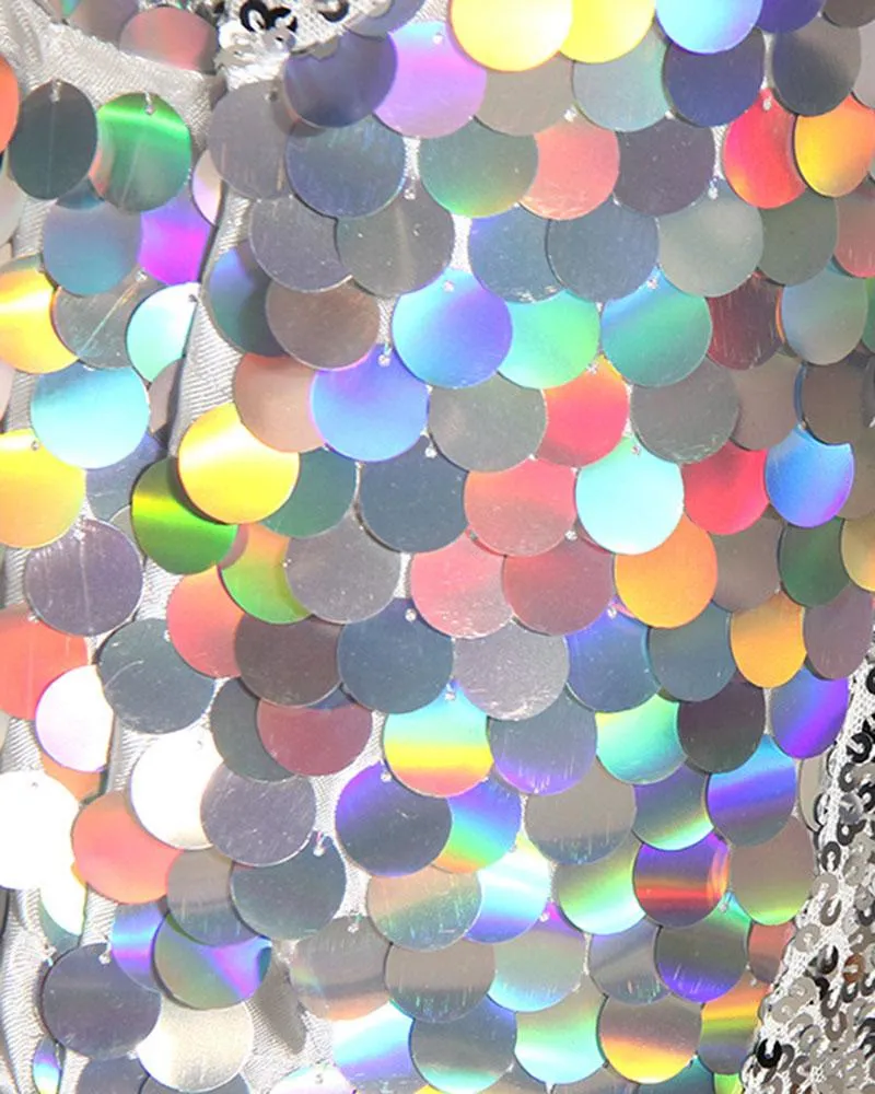 Sequin Silver Mini Skirt