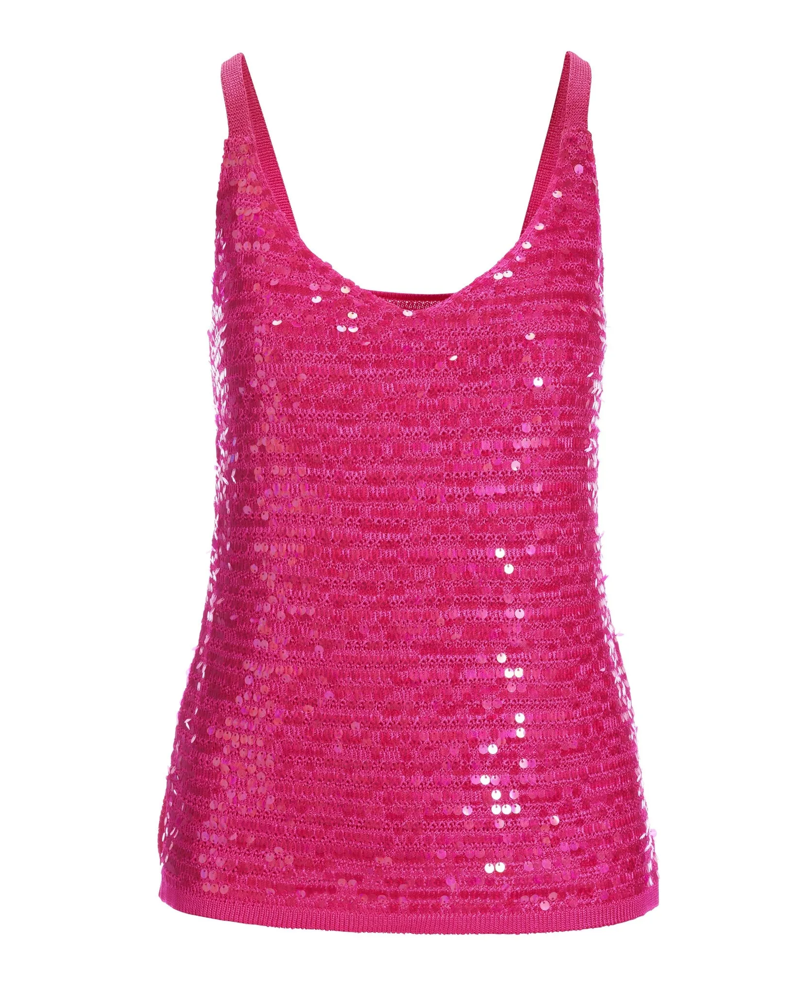 Sequin V-Neck Sweater Tank Fuchsia Purple