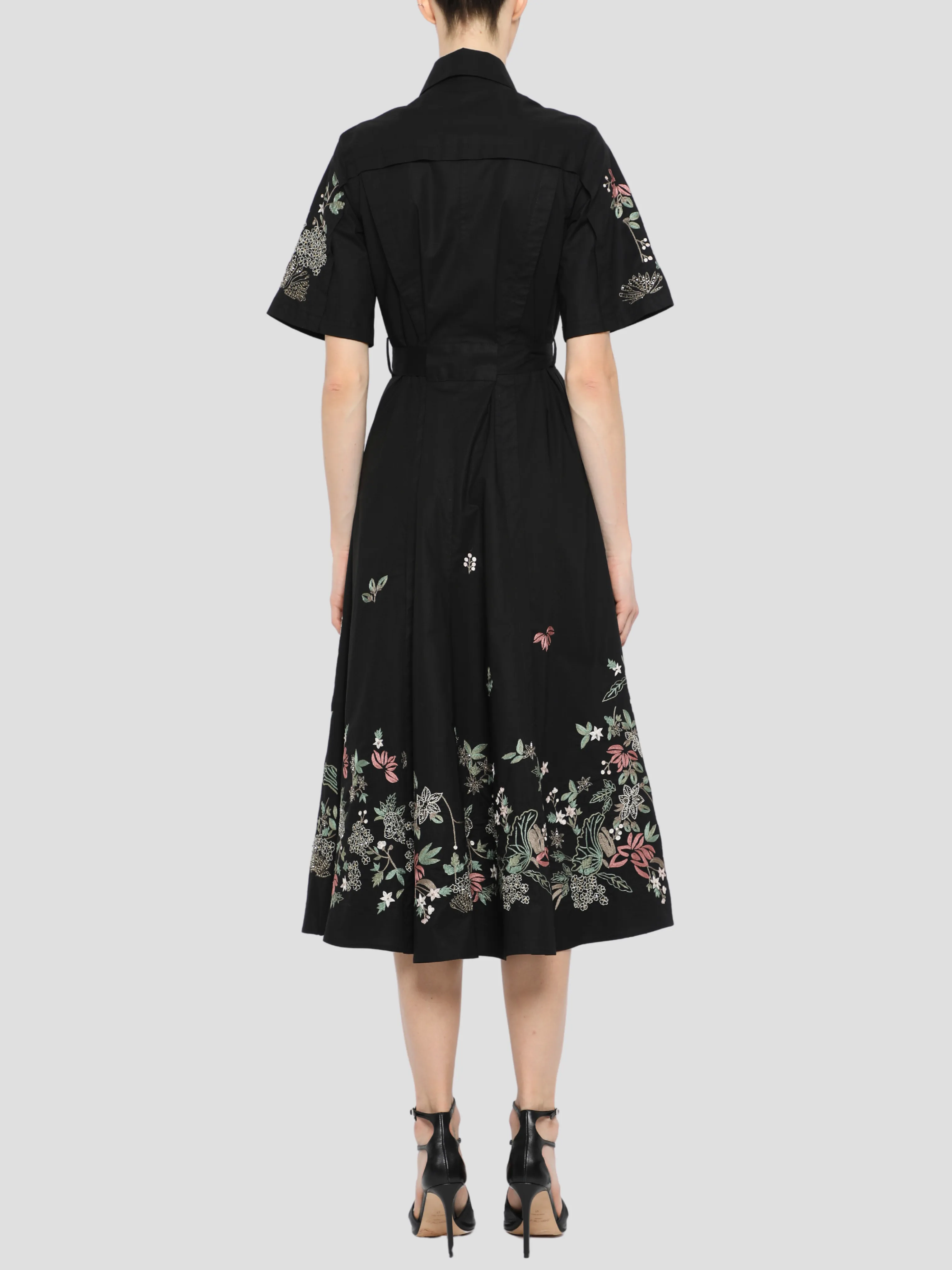 Short Sleeve Shirt Dress in Black Multi