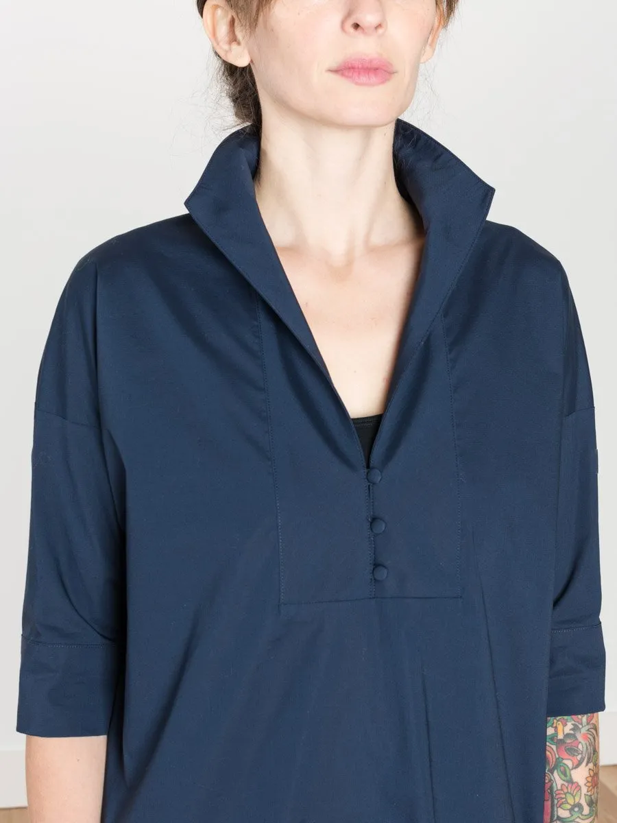 short sleeve shirt dress - navy