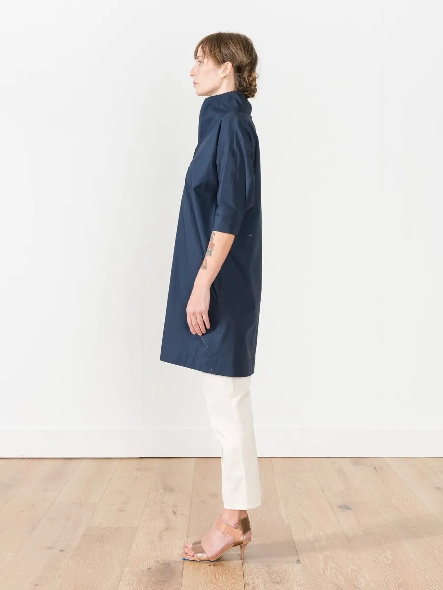 short sleeve shirt dress - navy