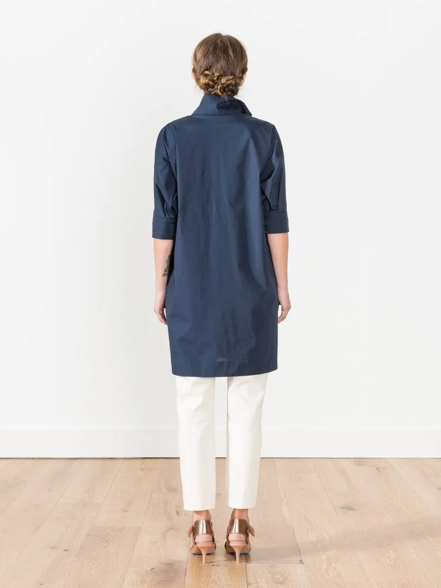 short sleeve shirt dress - navy