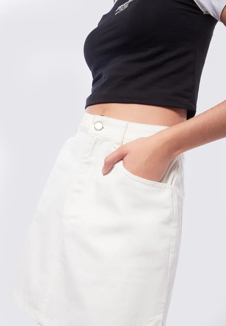 Side Slit Denim Mini Skirt
