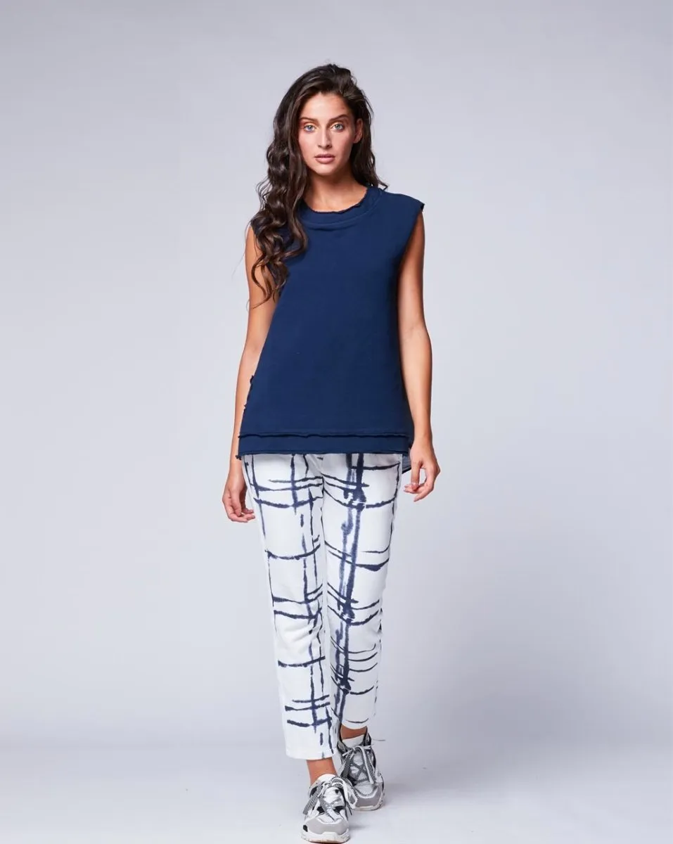 Silk Blend Raw Seam Crewneck Tank
