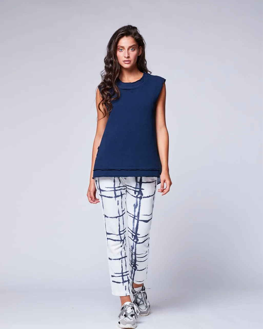 Silk Blend Raw Seam Crewneck Tank