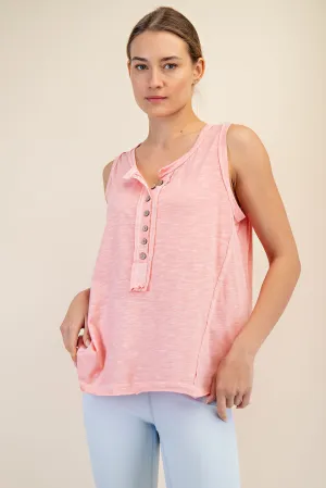 Sleeveless Henley Top