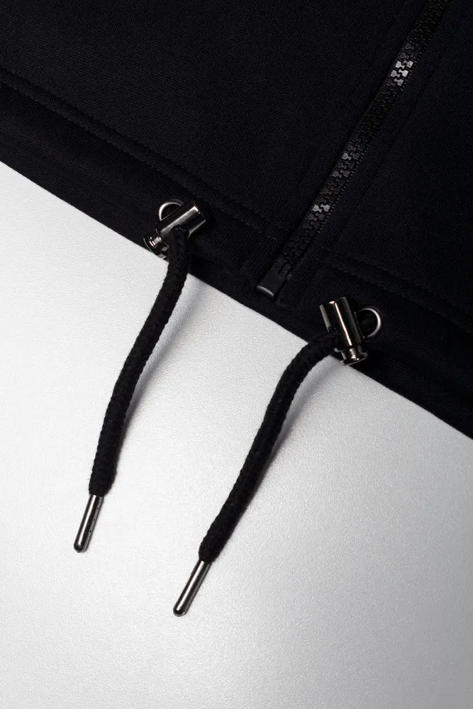 Sleeveless Zip Through Hooded Track Top Black