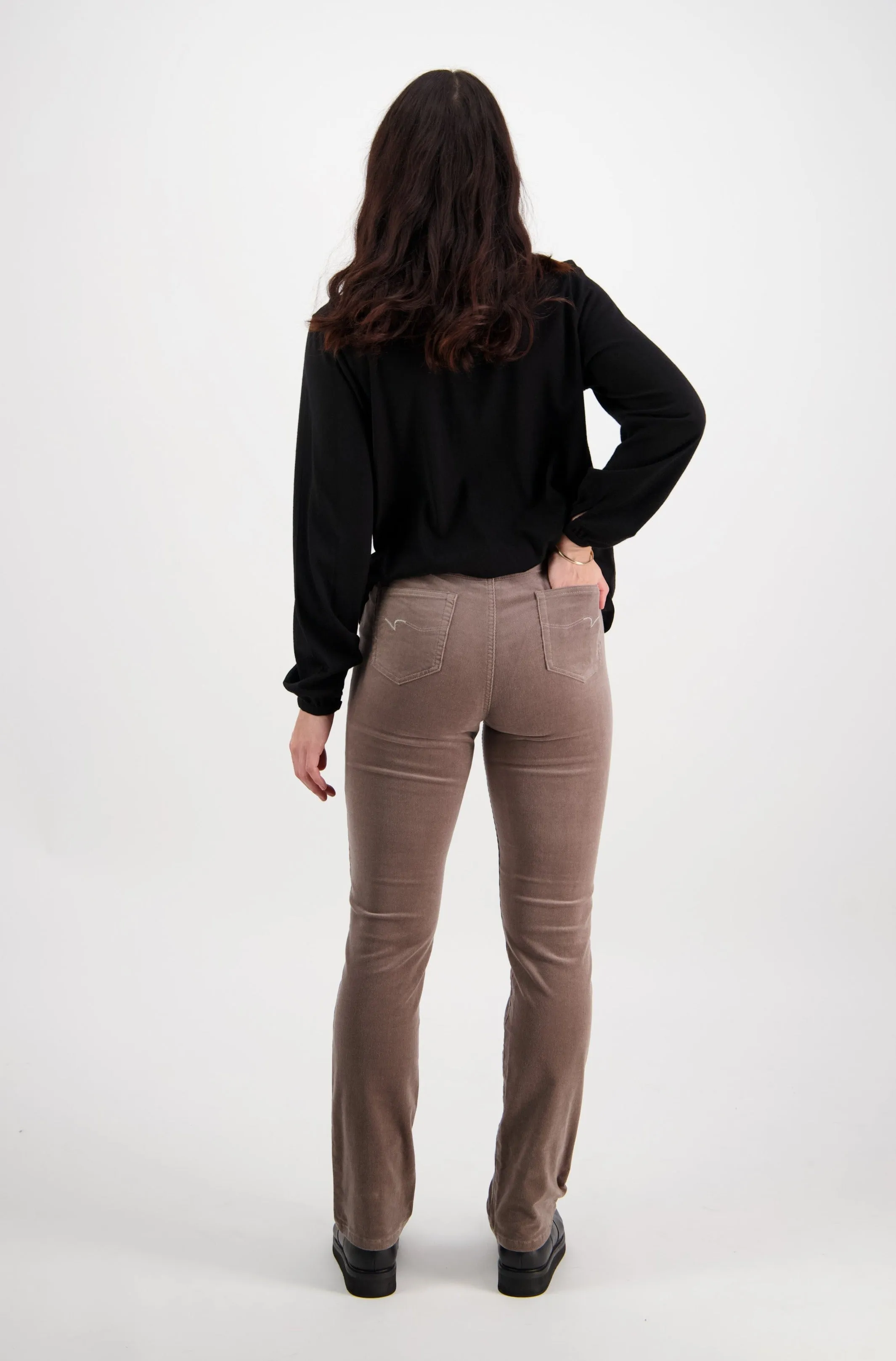 Slim Leg Full Length Cord Pull On - Taupe