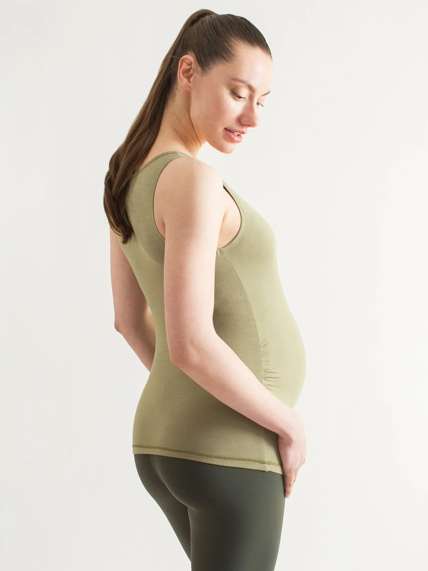 SOFT STRETCH MATERNITY TANK, SAGE