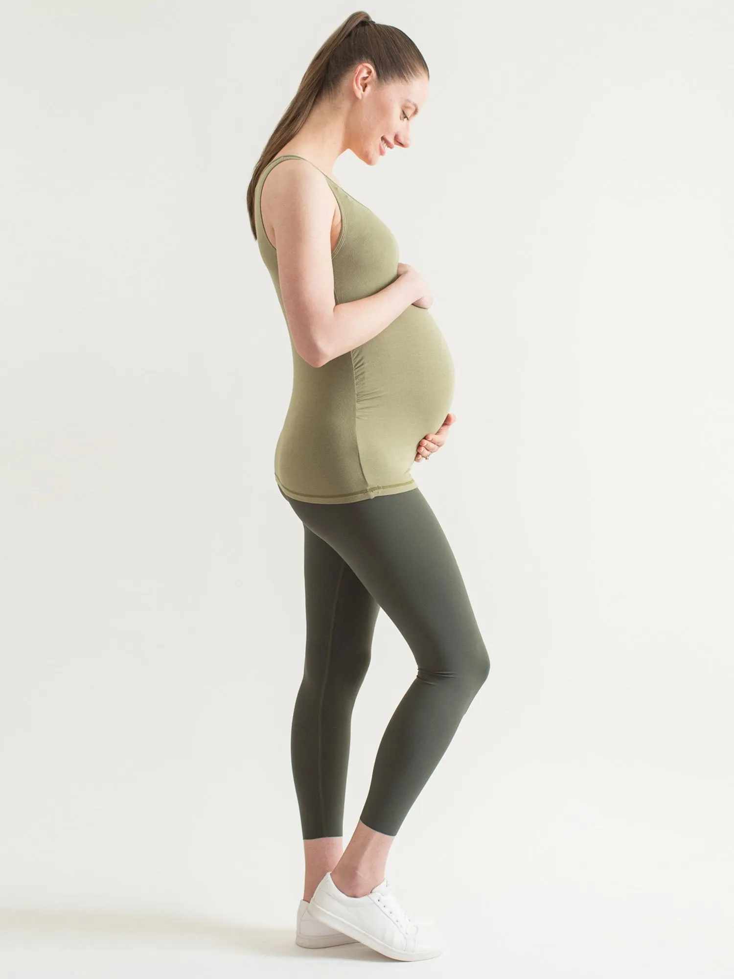 SOFT STRETCH MATERNITY TANK, SAGE