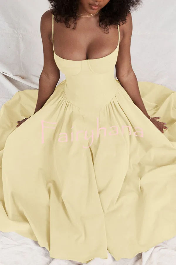 Solid Color Buttonless Bandeau Side Pocket Midi Dress