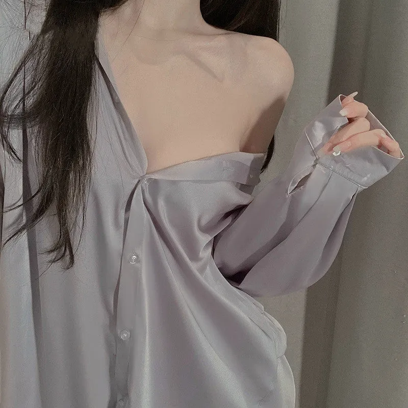 solid color shirt pajamas  KF70511