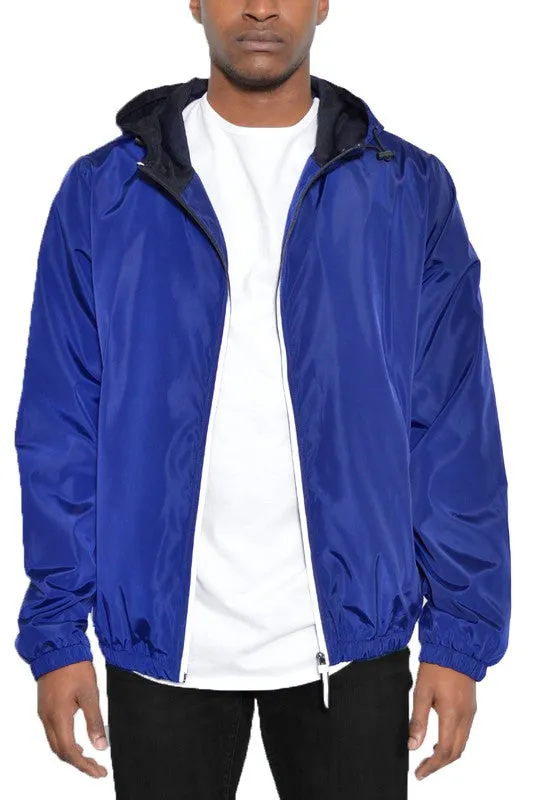 SOLID HOODED LIGHTWEIGHT WINDBREAKER JACKET