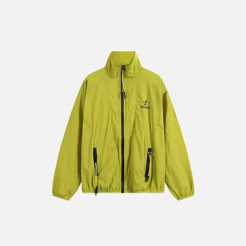 Solid Stand Collar Windbreaker Jacket for Cozy Comfort