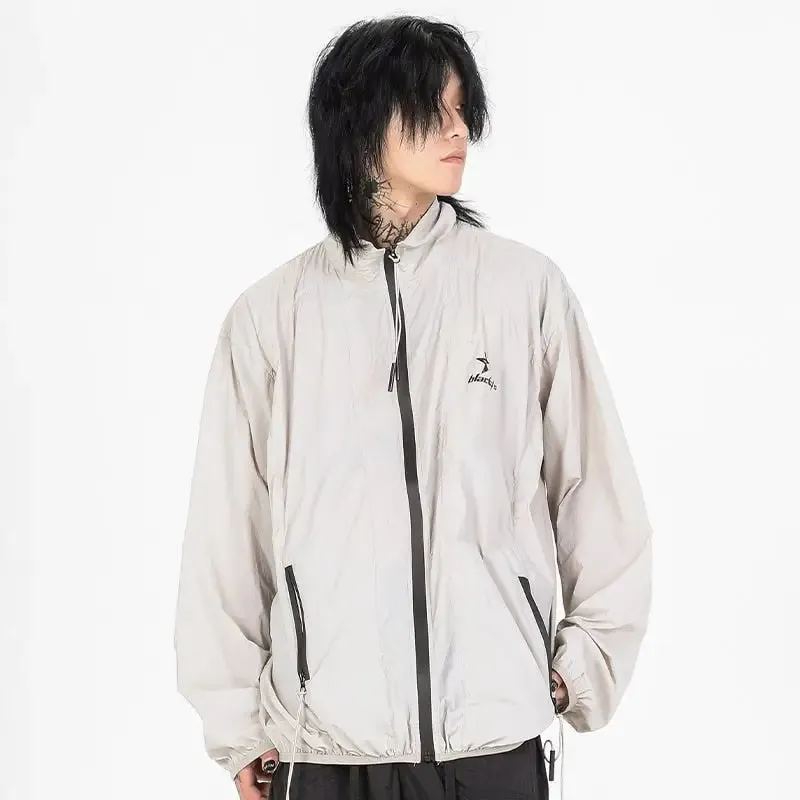 Solid Stand Collar Windbreaker Jacket for Cozy Comfort