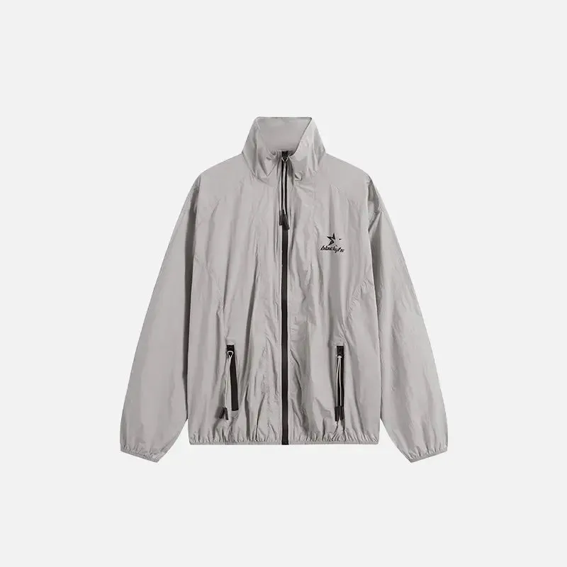 Solid Stand Collar Windbreaker Jacket for Cozy Comfort