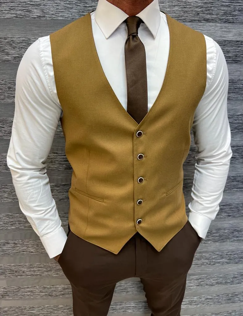 Sorento Brown Slim Fit Notch Lapel Plaid Suit